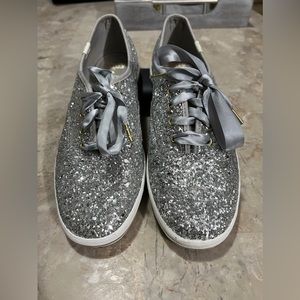 Kate Spade Silver Glitter Keds Sneakers